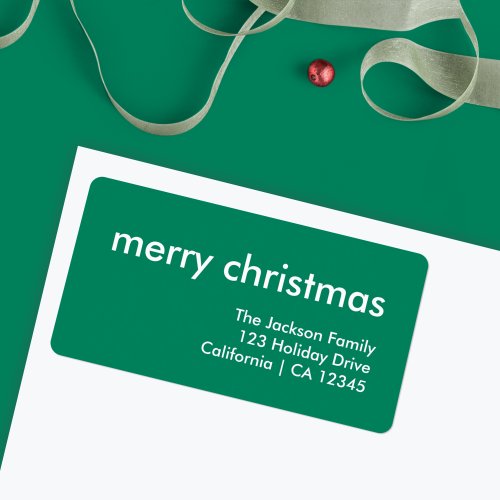 Christmas Simple  Green Modern Return Address Label