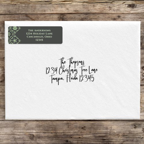 Christmas Simple Green Snowflake Classic Pattern  Label