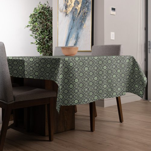 Christmas Simple Green Snowflake Elegant Pattern Tablecloth