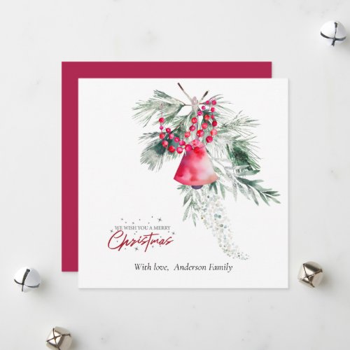 Christmas Simple Greenery Design Bible Verse Flat Holiday Card
