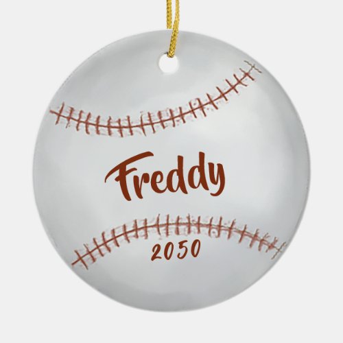 Christmas Simple Holiday Photo Baseball Sports Ceramic Ornament