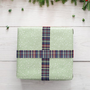 Christmas Simple Navy Blue Plaid Pattern Rustic Satin Ribbon