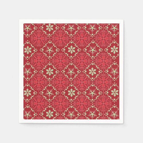 Christmas Simple Red Green Classic Snowflake  Napkins