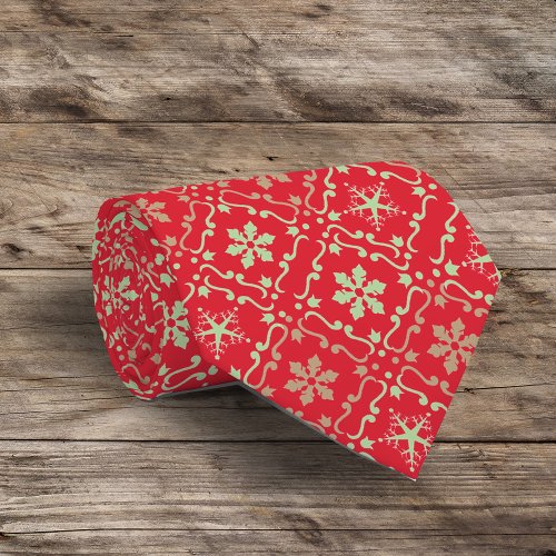 Christmas Simple Red Snowflake Winter Cute Pattern Neck Tie