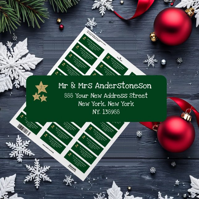 Christmas Simple Script Name Rustic Green Address  Label (Choose from Address Labels, Return Address Labels and Shipping Labels.)