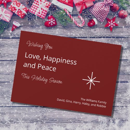 Christmas Simple Snowflake Festive Red   Holiday Card