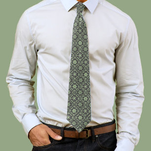 Christmas Simple Snowflake Winter Green Pattern Neck Tie