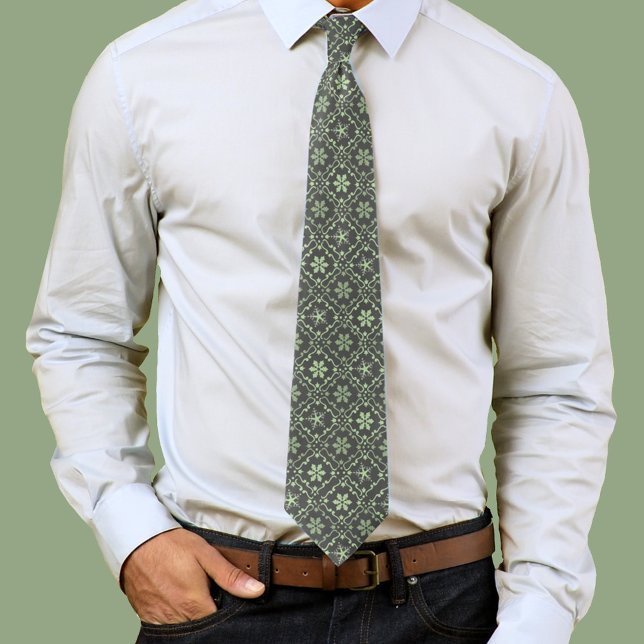 Christmas Simple Snowflake Winter Green Pattern Neck Tie (Green snowflake pattern mens neck tie. )