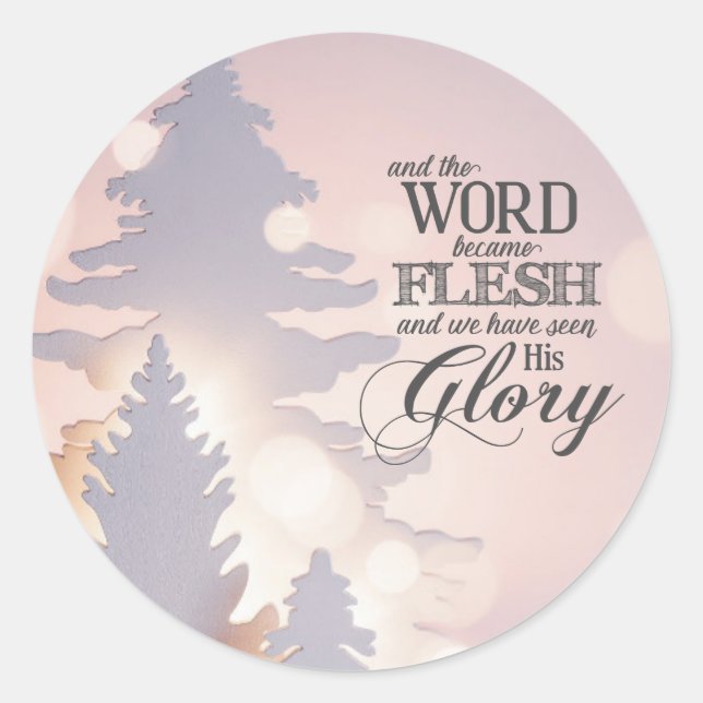 Christmas Simple Trees Christian Bible Verse Classic Round Sticker (Front)