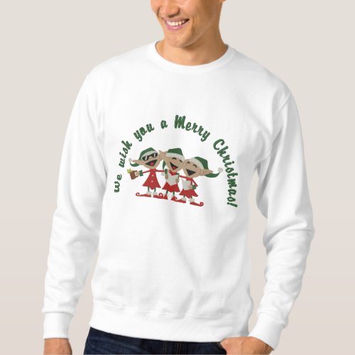 Christmas Singing Elves Embroidered Sweatshirt