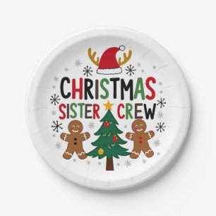 Christmas Sister Crew Festive Gingerbread Friends  Paper Plates