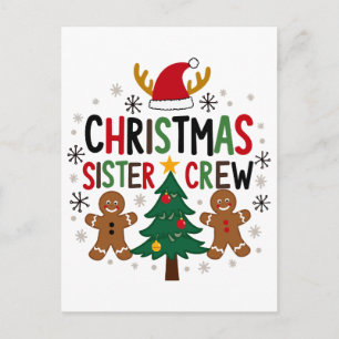 Christmas Sister Crew Festive Gingerbread Friends Postcard