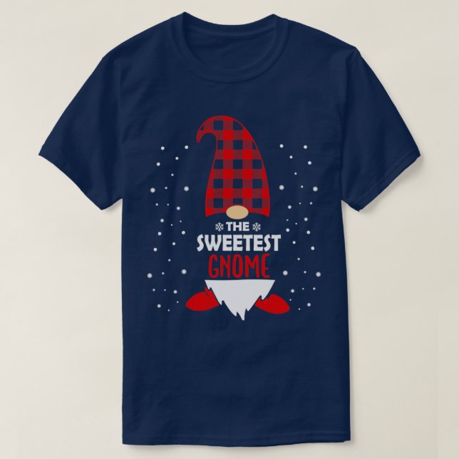Christmas Sister Gnome Red Plaid Gift  T-Shirt (Design Front)
