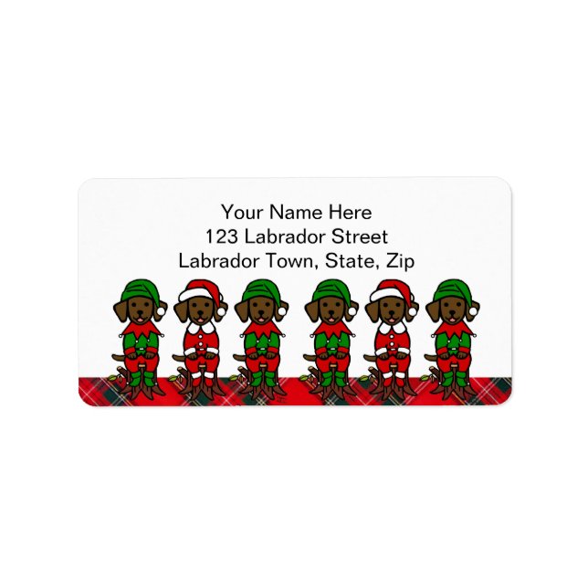 Christmas Six Chocolate Lab Puppies Label (Front)
