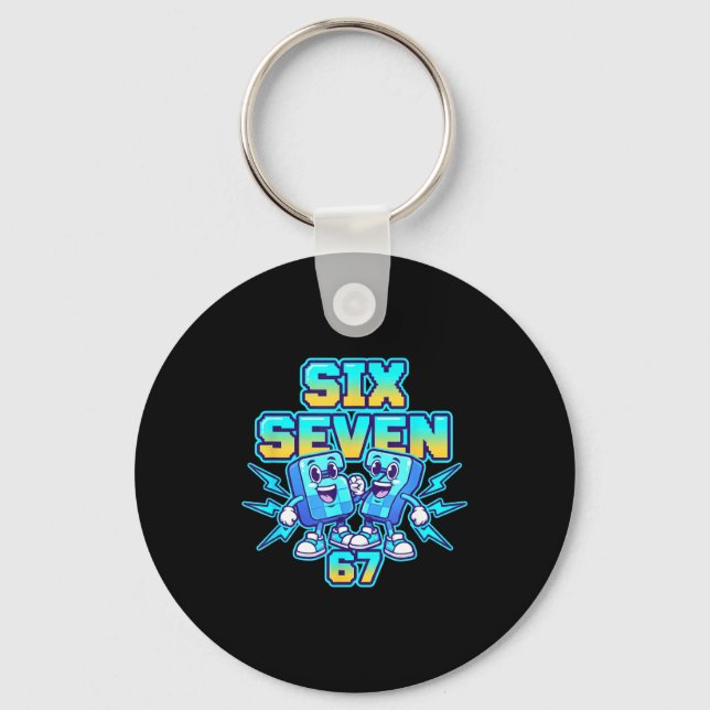 Christmas Six Seven 67 Meme Funny Retro Electric H Keychain (Front)