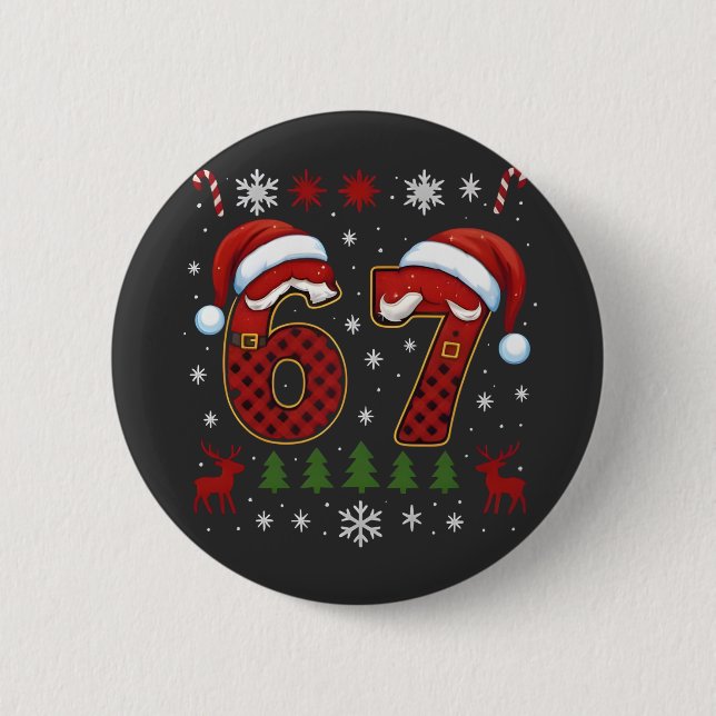 Christmas Six Seven 67 Santa Xmas Gen Alpha Button (Front)