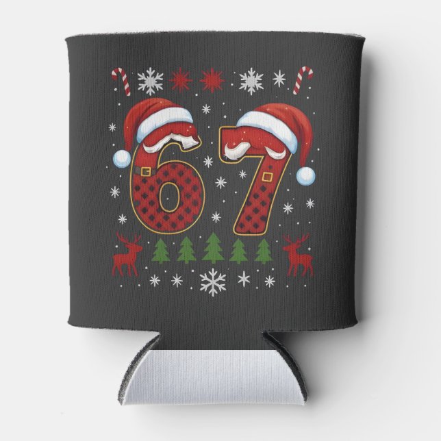 Christmas Six Seven 67 Santa Xmas Gen Alpha Can Cooler (Front)