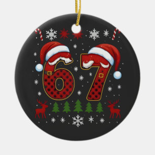 Christmas Six Seven 67 Santa Xmas Gen Alpha Ceramic Ornament