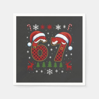 Christmas Six Seven 67 Santa Xmas Gen Alpha Napkins
