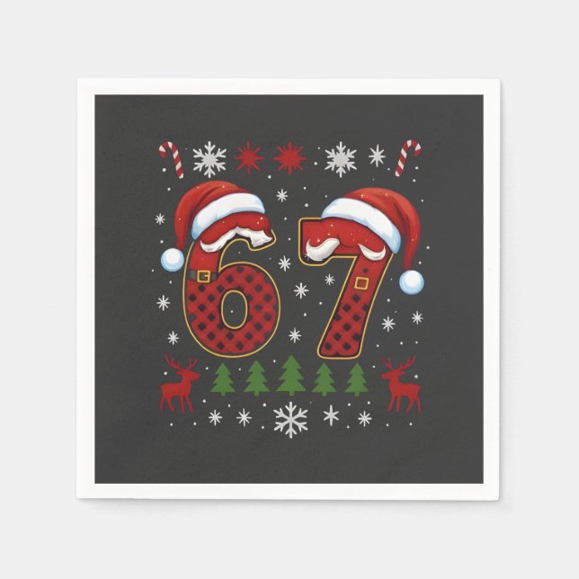 Christmas Six Seven 67 Santa Xmas Gen Alpha Napkins (Front)