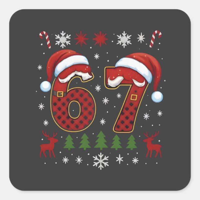 Christmas Six Seven 67 Santa Xmas Gen Alpha Square Sticker (Front)