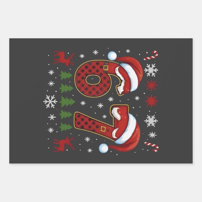 Christmas Six Seven 67 Santa Xmas Gen Alpha Wrapping Paper Sheets (Front)