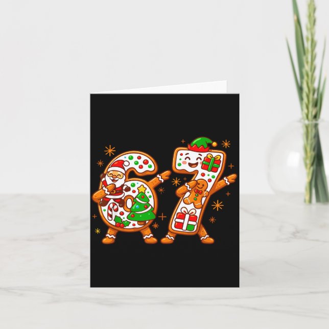 Christmas Six Seven Dabbing Cool Meme 67 Xmas Dab  Card (Front)