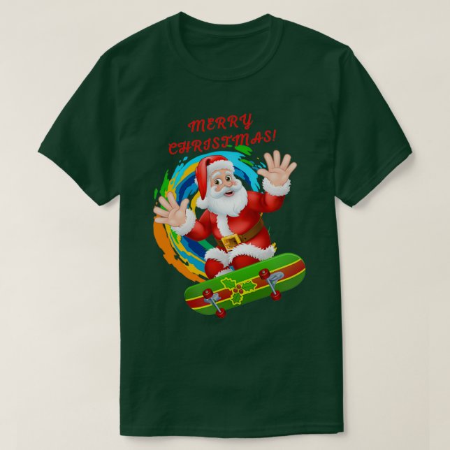 Christmas skateboarding santa 146 T-Shirt (Design Front)