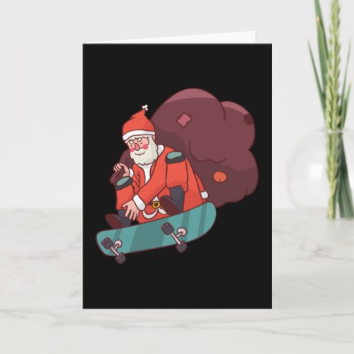 Christmas skateboarding Santa Card