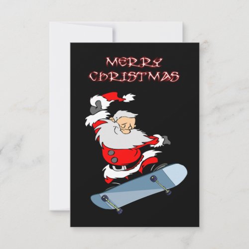 Christmas Skateboarding Santa Christmas Card