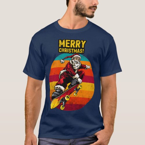 Christmas Skateboarding Santa Funny Santa Claus Gi T_Shirt