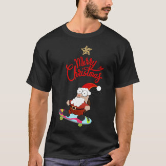 Christmas Skateboarding Santa Noel s T-Shirt