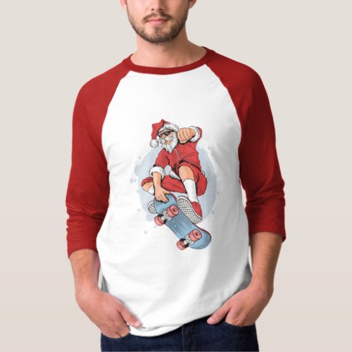 Christmas Skateboarding Santa Santa Skate T_Shirt