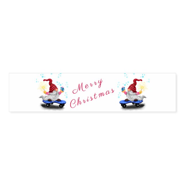 Christmas Skater Gnome with Gift Napkin Bands (Unfolded)