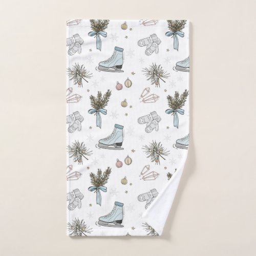 Christmas skater ice hand towel 