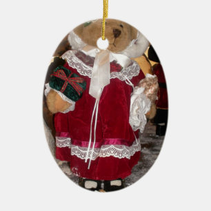 Christmas Skater Teddy Bear Collection. Ceramic Ornament