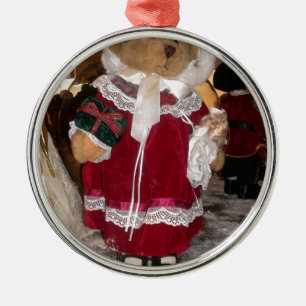 Christmas Skater Teddy Bear Collection. Metal Ornament