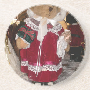 Christmas Skater Teddy Bear Collection. Sandstone Coaster