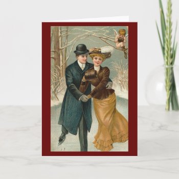 Christmas Skaters Holiday Card by vintagecreations at Zazzle