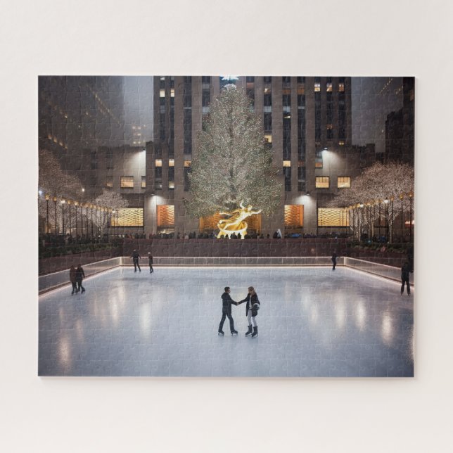Christmas Skating at Rockefeller center Jigsaw Puzzle (Horizontal)