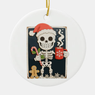 Christmas Skeleton Coffee Hot Chocolate Xmas Ceramic Ornament