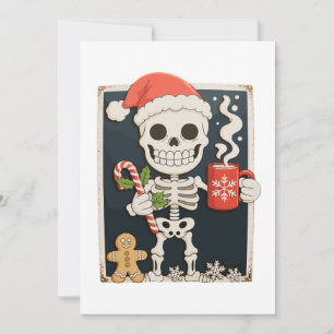Christmas Skeleton Coffee Hot Chocolate Xmas Holiday Card
