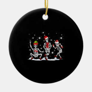 Christmas Skeleton Creepy Dancing Ceramic Ornament