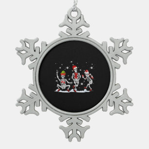 Christmas Skeleton Creepy Dancing Snowflake Pewter Christmas Ornament