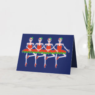 christmas skeleton dancing ballerinas card