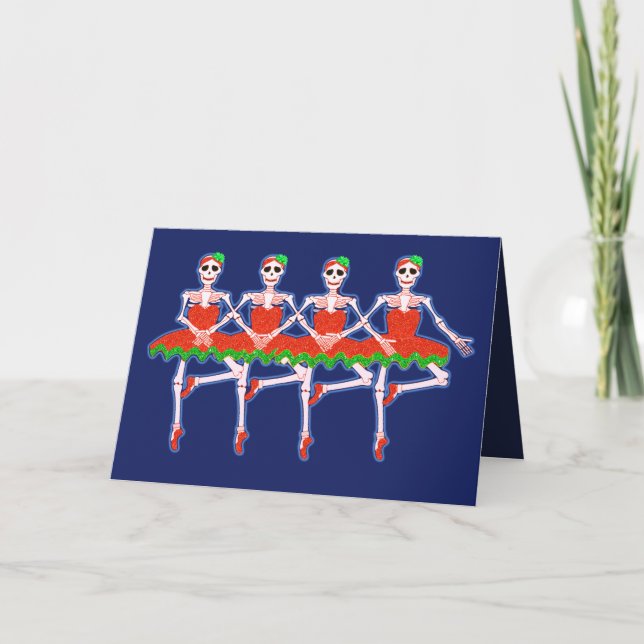 christmas skeleton dancing ballerinas card (Front)