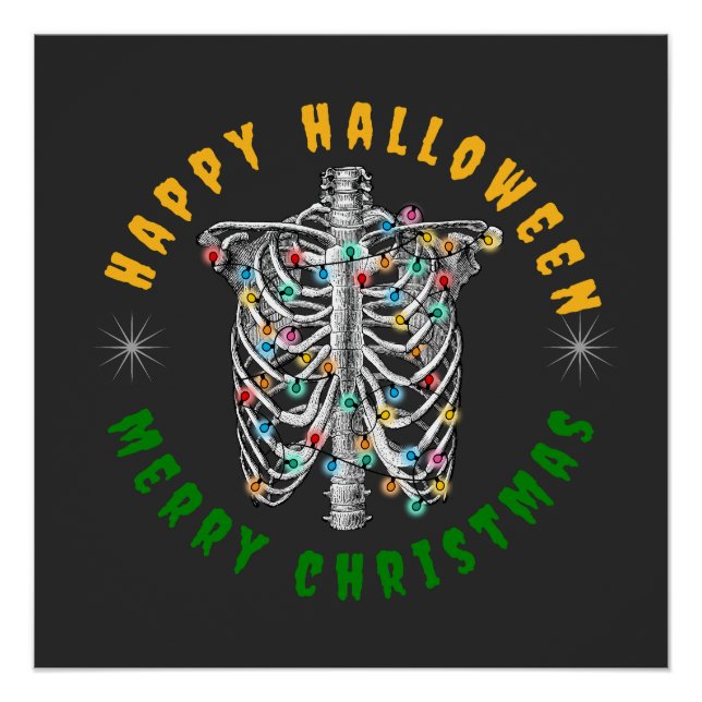 Christmas Skeleton | Funny Gnome Shirt | Halloween Poster (Front)