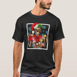 Christmas Skeleton Funny Smiling Skull Drinking Co T-Shirt