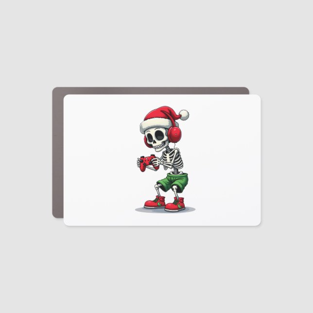 Christmas skeleton Gamer Pajamas xmas skull gaming Car Magnet (Front)