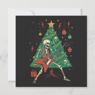 Christmas Skeleton Guitarist Holiday Card